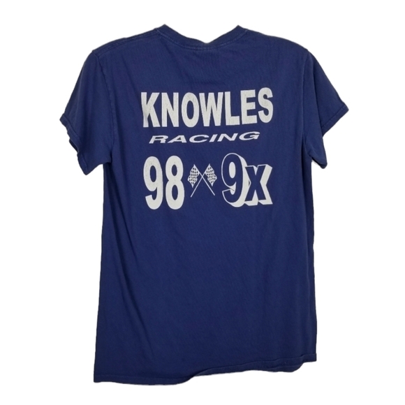 Knowles Racing 98 9X Vintage Graphic Tshirt Blue Auto Car Men's Size Small - Picture 1 of 9